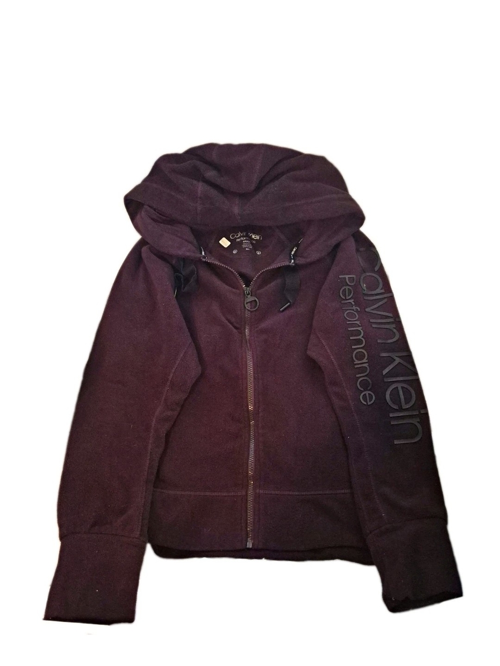 Calvin Klein Performance Burgundy Fleece Full Zip Hoodie Jacket S Minimalist